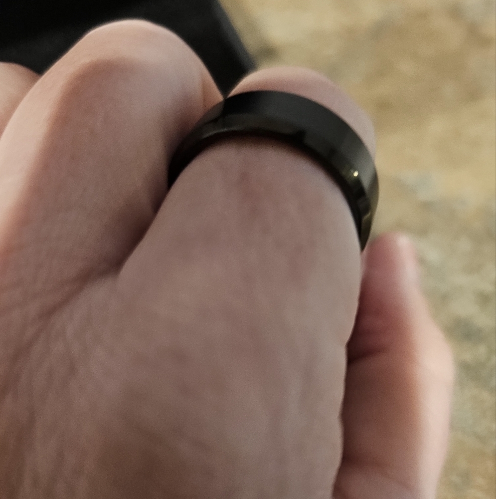 Mens new black tungsten wedding band - Picture 3 of 5